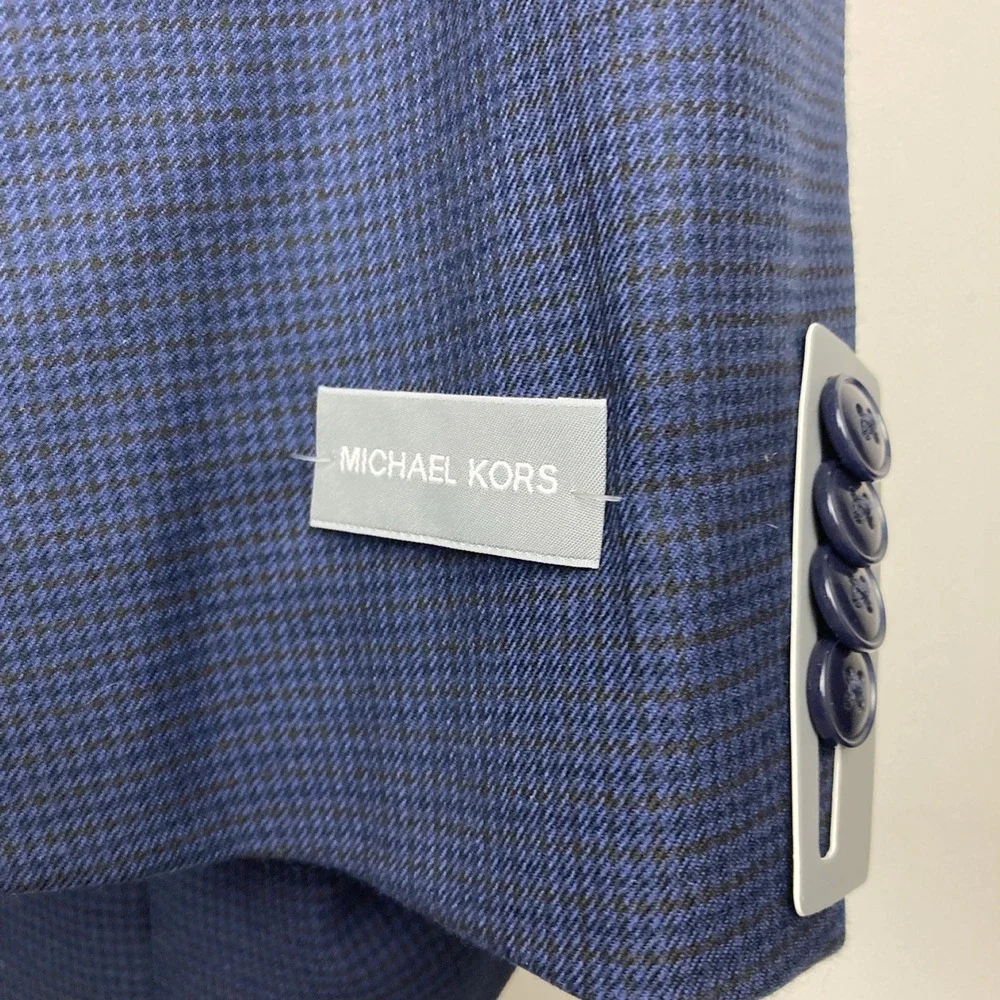 Michael Kors Men's Classic-Fit Houndstooth Sport Coat 54L Navy